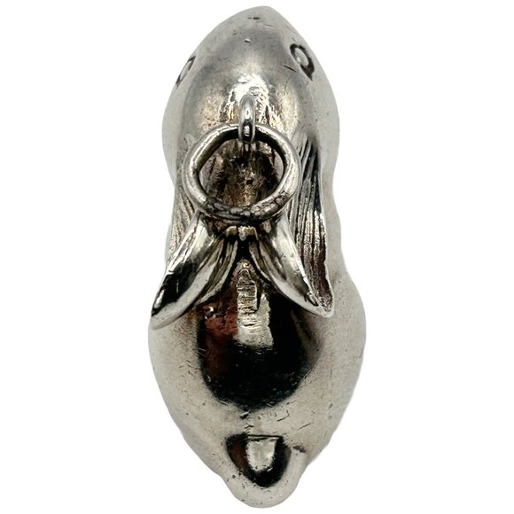 Vintage 925 Sterling Silver 3D Puffy Bunny Rabbit Necklace Pendant - Picture 5 of 5